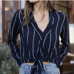 Rails Ava Livorno Stripe Top Tie Front Sz.M Navy